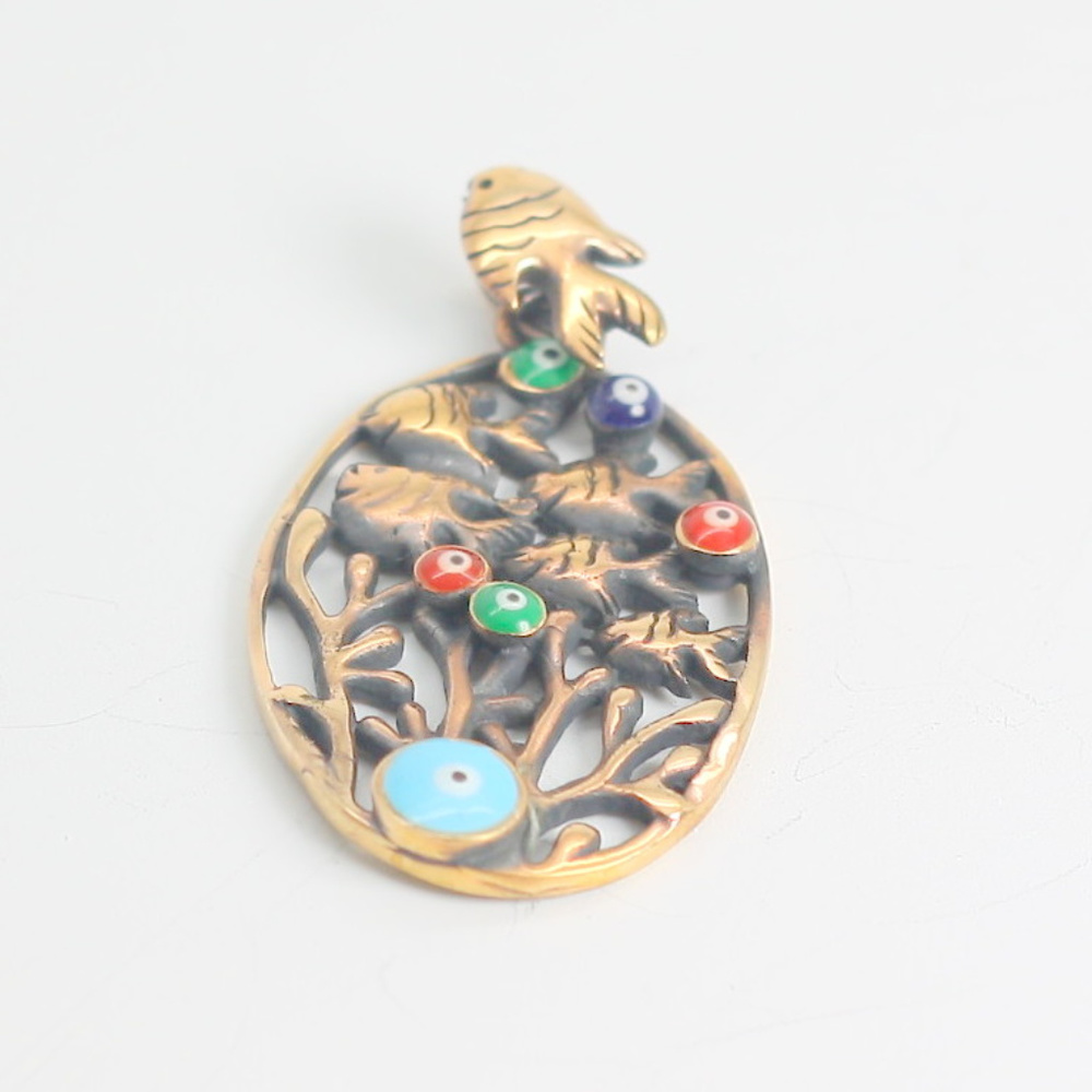Hand made Aged copper necklace Fishes